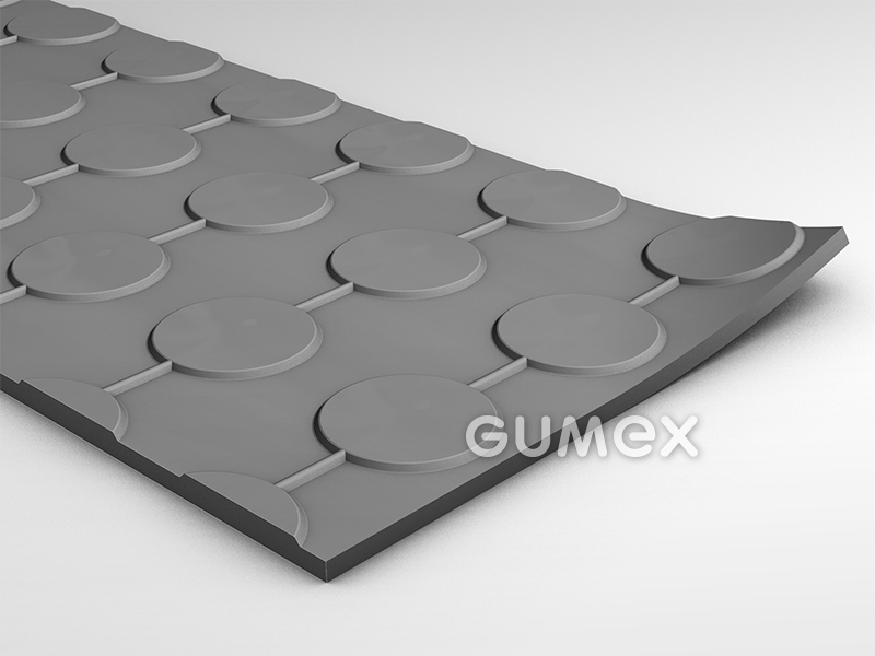 Gummiboden S 8, 4mm, Breite 1230mm, 80°ShA, SBR-NR, fläche Noppen, -25°C/+80°C, grau, 